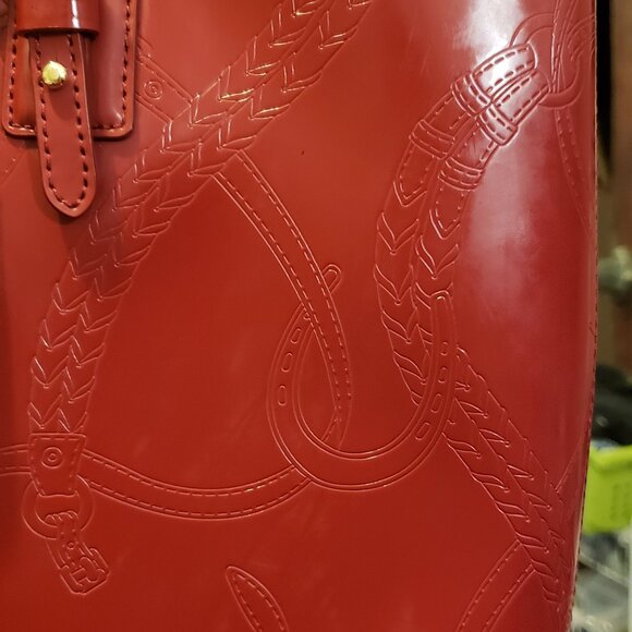 Ralph Lauren Belmar Spazzalato - Large Red Leather Tote - Equestrian themed HTF - Picture 4 of 7
